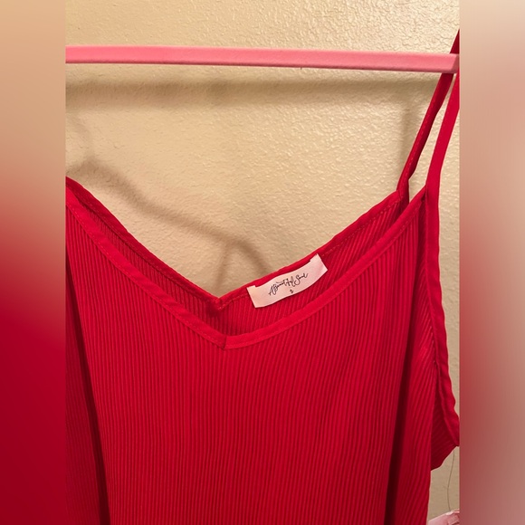 Arula Red Pleated Tank Top NWT - Picture 2 of 4